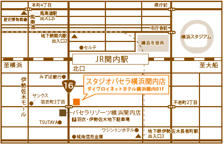 写真付きルートマップ スタジオパセラ横浜関内店 写真付きルートマップ スタジオパセラ横浜関内店